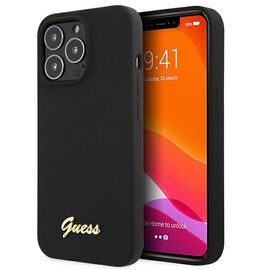 Guess GUHMP13XLSLMGBK iPhone 13 Pro Max 6.7 "black / black hardcase Silicone Script Gold Logo - Apple Cases - Cases - Techbox