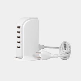 Dudao 5x USB charger with built-in EU power cable white (A5EU) - Travel Chargers - Smartphone Chargers - Techbox