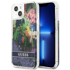 Guess GUHCP13SLFLSB iPhone 13 mini 5.4" blue/blue hardcase Flower Liquid Glitter | Techbox