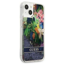 Guess GUHCP13SLFLSB iPhone 13 mini 5.4" blue/blue hardcase Flower Liquid Glitter | Techbox