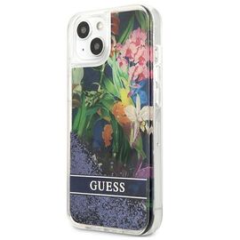 Guess GUHCP13SLFLSB iPhone 13 mini 5.4" blue/blue hardcase Flower Liquid Glitter | Techbox