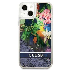 Guess GUHCP13SLFLSB iPhone 13 mini 5.4" blue/blue hardcase Flower Liquid Glitter | Techbox