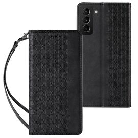 Magnet Strap Case Case for Samsung Galaxy S22 + (S22 Plus) Pouch Wallet + Mini Lanyard Pendant Black | Techbox