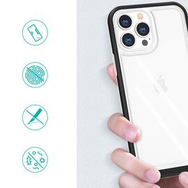 Clear 3in1 case for iPhone 14 Pro silicone cover with frame black - Apple Cases - Cases - Techbox