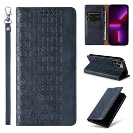 Magnet Strap Case Case for iPhone 14 Plus Flip Wallet Mini Lanyard Stand Blue | Techbox