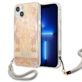 Guess GUHCP13SHFLSD iPhone 13 mini 5.4" gold/gold hardcase Flower Strap | Techbox