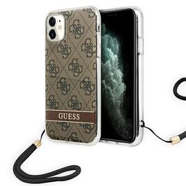 Guess GUOHCN61H4STW iPhone 11 br&Auml;&hellip;zowy/brown hardcase 4G Print Strap - Apple Cases - Cases - Techbox
