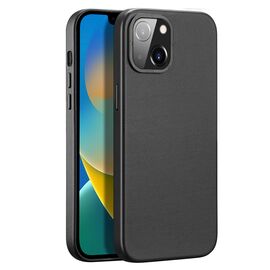 Dux Ducis Grit Leather Case for iPhone 14 Plus Elegant Faux Leather Cover (MagSafe Compatible) Black | Techbox