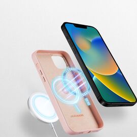 Dux Ducis Grit Leather Case for iPhone 14 Plus Elegant Faux Leather Cover (MagSafe Compatible) Pink - Apple Cases - Cases - Techbox