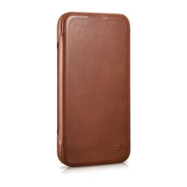 iCarer CE Oil Wax Premium Leather Folio Case iPhone 14 Plus magnetic flip case MagSafe brown (AKI14220707-BN) | Techbox