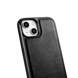 iCarer Leather Oil Wax case covered with natural leather for iPhone 14 Plus black (WMI14220719-BK) | Techbox