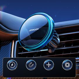 Joyroom Car Holder Qi Wireless Induction Charger 15W (MagSafe for iPhone Compatible) for Ventilation Grille Silver (JR-ZS291) - Smartphone Holders - Smartphones - Techbox