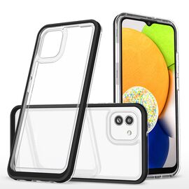 Clear 3in1 case for Samsung Galaxy A03 silicone cover with frame black | Techbox