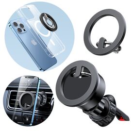 Joyroom kit multifunctional magnetic car holder ring phone support black (JR-ZS294) - Smartphone Holders - Smartphones - Techbox