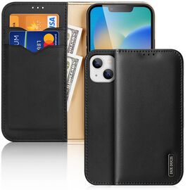 Dux Ducis Hivo Leather Flip Cover Genuine Leather Wallet for Cards and Documents iPhone 14 Plus Black | Techbox
