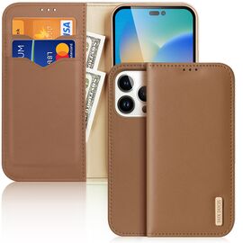 Dux Ducis Hivo Leather Flip Cover Genuine Leather Wallet for Cards and Documents iPhone 14 Pro Brown | Techbox