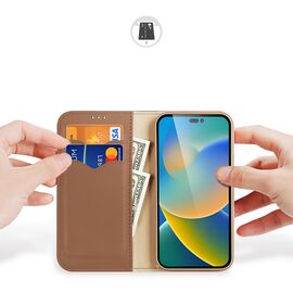 Dux Ducis Hivo Leather Flip Cover Genuine Leather Wallet for Cards and Documents iPhone 14 Pro Brown | Techbox