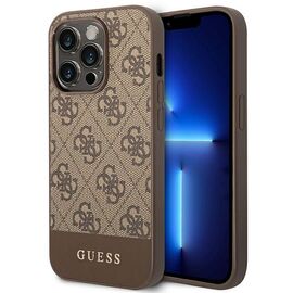 Guess GUHCP14LG4GLBR iPhone 14 Pro 6,1" brązowy/brown hard case 4G Stripe Collection - Apple Cases - Cases - Techbox