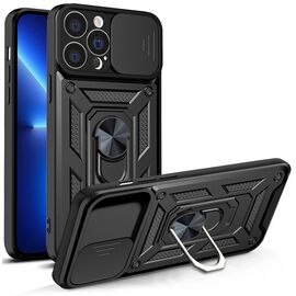 Hybrid Armor Camshield case for iPhone 13 Pro Max armored case with camera cover black | Techbox