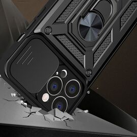 Hybrid Armor Camshield case for iPhone 14 Plus armored case with camera cover black | Techbox