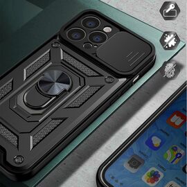 Hybrid Armor Camshield case for iPhone 14 Plus armored case with camera cover black | Techbox