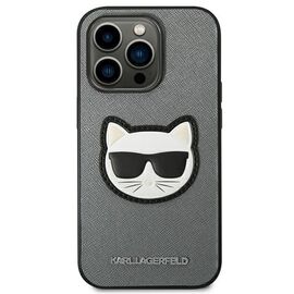 Karl Lagerfeld KLHCP14LSAPCHG iPhone 14 Pro 6,1" hardcase srebrny/silver Saffiano Choupette Head Patch - Apple Cases - Cases - Techbox