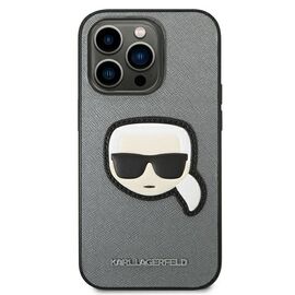 Karl Lagerfeld KLHCP14LSAPKHG iPhone 14 Pro 6,1" srebrny/silver hardcase Saffiano Karl`s Head Patch | Techbox