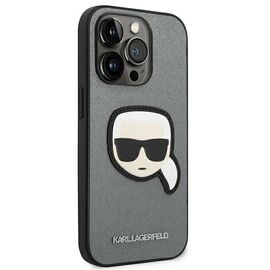 Karl Lagerfeld KLHCP14LSAPKHG iPhone 14 Pro 6,1" srebrny/silver hardcase Saffiano Karl`s Head Patch | Techbox