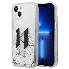 Karl Lagerfeld Liquid Glitter Big KL case for iPhone 14 - silver | Techbox