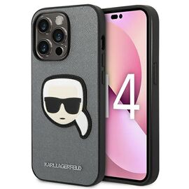 Karl Lagerfeld KLHCP14XSAPKHG iPhone 14 Pro Max 6,7" srebrny/silver hardcase Saffiano Karl`s Head Patch - Apple Cases - Cases - Techbox