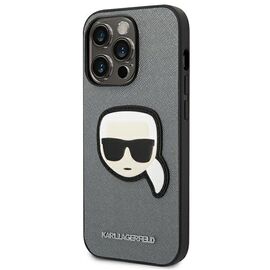 Karl Lagerfeld KLHCP14XSAPKHG iPhone 14 Pro Max 6,7" srebrny/silver hardcase Saffiano Karl`s Head Patch - Apple Cases - Cases - Techbox