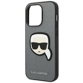 Karl Lagerfeld KLHCP14XSAPKHG iPhone 14 Pro Max 6,7" srebrny/silver hardcase Saffiano Karl`s Head Patch - Apple Cases - Cases - Techbox