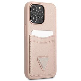 Guess GUHCP13LPSATPP iPhone 13 Pro / 13 6.1 "pink / pink hardcase SaffianoTriangle Logo Cardslot - Apple Cases - Cases - Techbox