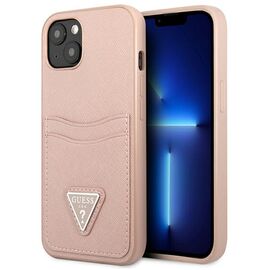 Guess GUHCP13MPSATPP iPhone 13 6.1 "pink / pink hardcase SaffianoTriangle Logo Cardslot - Apple Cases - Cases - Techbox