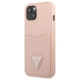 Guess GUHCP13MPSATPP iPhone 13 6.1 "pink / pink hardcase SaffianoTriangle Logo Cardslot - Apple Cases - Cases - Techbox