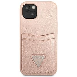 Guess GUHCP13MPSATPP iPhone 13 6.1 "pink / pink hardcase SaffianoTriangle Logo Cardslot - Apple Cases - Cases - Techbox