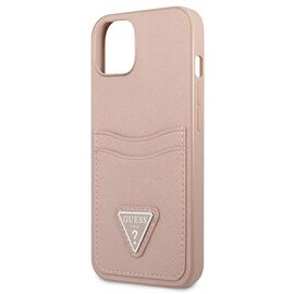 Guess GUHCP13MPSATPP iPhone 13 6.1 "pink / pink hardcase SaffianoTriangle Logo Cardslot - Apple Cases - Cases - Techbox