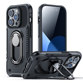 Joyroom Dual Hinge case for iPhone 14 Pro armored case with a stand and a ring holder black | Techbox