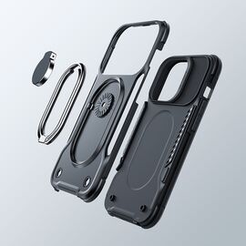 Joyroom Dual Hinge case for iPhone 14 Pro armored case with a stand and a ring holder black | Techbox