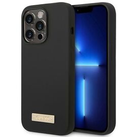 Guess GUHMP14LSBPLK iPhone 14 Pro 6.1" black/black hard case Silicone Logo Plate MagSafe - Apple Cases - Cases - Techbox