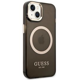 Guess GUHMP14SHTCMK iPhone 14 6.1" black/black hard case Gold Outline Translucent MagSafe - Apple Cases - Cases - Techbox