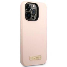 Guess GUHMP14XSBPLP iPhone 14 Pro Max 6.7" pink/pink hard case Silicone Logo Plate MagSafe - Apple Cases - Cases - Techbox