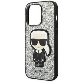 Karl Lagerfeld KLHCP14XGFKPG iPhone 14 Pro Max 6.7 "hardcase silver / silver Glitter Flakes Ikonik - Apple Cases - Cases - Techbox