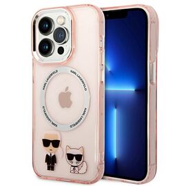 Karl Lagerfeld KLHMP14LHKCP iPhone 14 Pro 6.1" hardcase pink/pink Karl &amp; Choupette Aluminum Magsafe - Apple Cases - Cases - Techbox