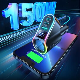 Joyroom fast car charger 4in1 USB-A QC3.0 / 2xUSB-C PD 150W black (JR-CL21) | Techbox
