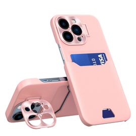 Leather Stand Case for Samsung Galaxy S23+ card wallet cover with stand pink | Techbox