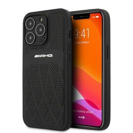 AMG AMHCP13LOSDBK iPhone 13 Pro / 13 6.1" black/black hardcase Leather Curved Lines - Apple Cases - Cases - Techbox