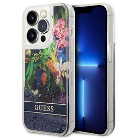Guess Flower Liquid Glitter case for iPhone 14 Pro Max - blue | Techbox