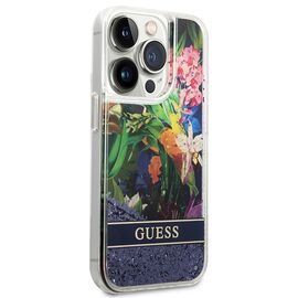 Guess Flower Liquid Glitter case for iPhone 14 Pro Max - blue | Techbox