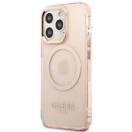 Guess GUHMP13LHTCMP iPhone 13 Pro / 13 6.1" pink/pink hard case Gold Outline Translucent MagSafe - Apple Cases - Cases - Techbox